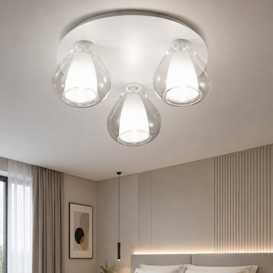 Plafoniera vetri trasparenti moderna per soggiorn fabas luce lila
