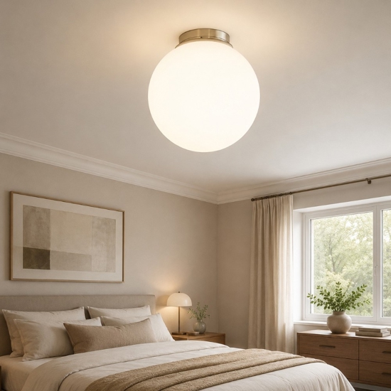 Mapa pl1 d40 ideal lux plafoniera per camera da letto sfera 40cm vetro bianco