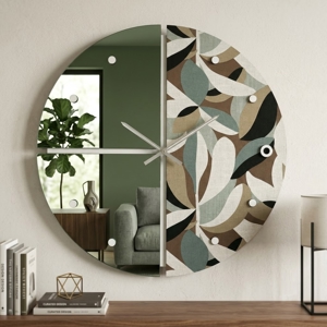 Orologio tondo a parete specchio verde carta da parati per soggiorno 80cm