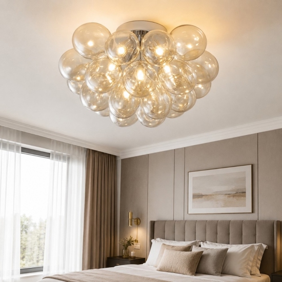 Maytoni balbo plafoniera camera da letto grappolo 8 luci vetri ambra trasparente