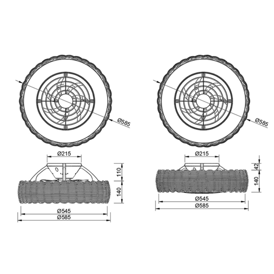 Lampadario ventilatore con pale ip44 per esterno led cct dimmerabile 13mq