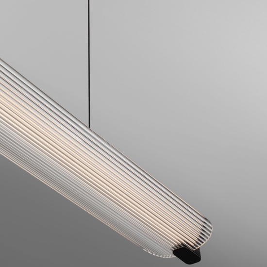 Lampadario pendente sospeso nero barra in vetro rigato per tavolo isola cucina