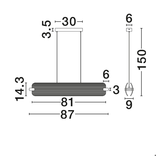 Lampadario pendente nero design moderno in vetro led per tavolo sala da pranzo