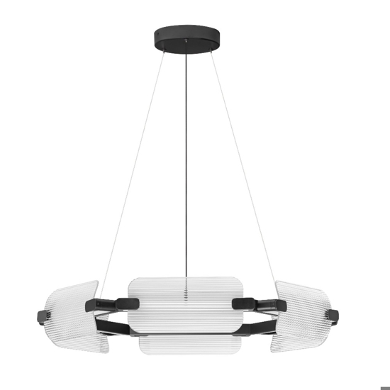Lampadario nero circolare in vetro design moderno per soggiorno elegante
