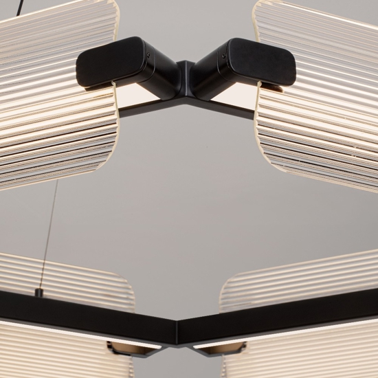 Lampadario nero circolare in vetro design moderno per soggiorno elegante