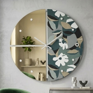 Grande orologio a parete moderno rotondo effetto specchio carta da parati 100cm