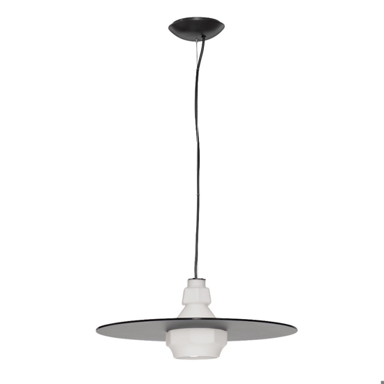 Lampadario piatto 45 cm a sospensione in vetro bianco fume design moderno per cucina