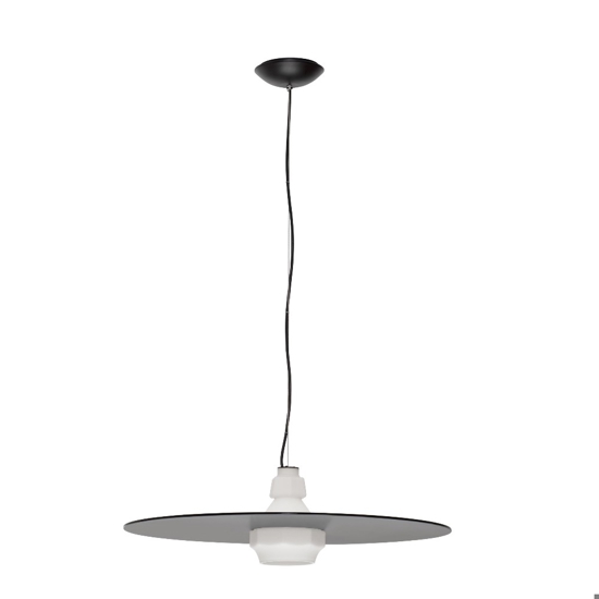 Lampadario piatto design moderno 60 cm in vetro bianco fume per cucina