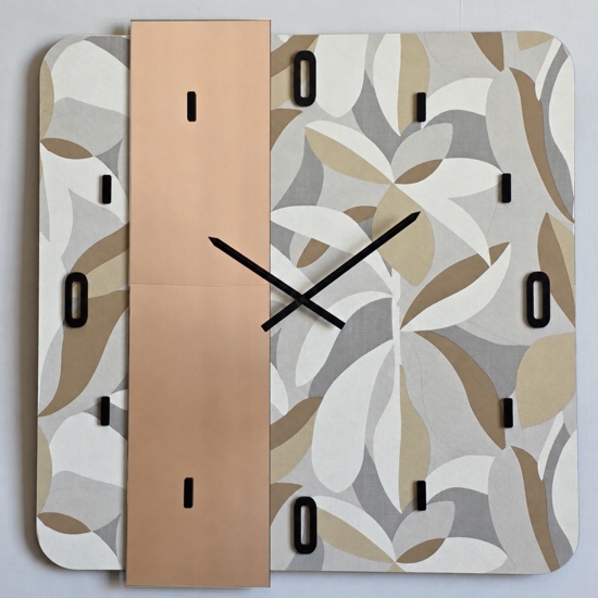 Orologio da parete moderno quadrato specchio rosa carta da parati 80x80