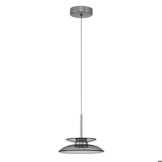 Lampada a sospensione led 10w dimmerabile piatto vetro fume per isola cucina