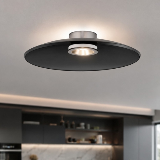 Plafoniera per cucina disco di vetro fume led dimmerabile 33w 3000k design moderna