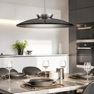 Lampadario per cucina disco di vetro fume design moderno led 21w 3000k dimmerabile