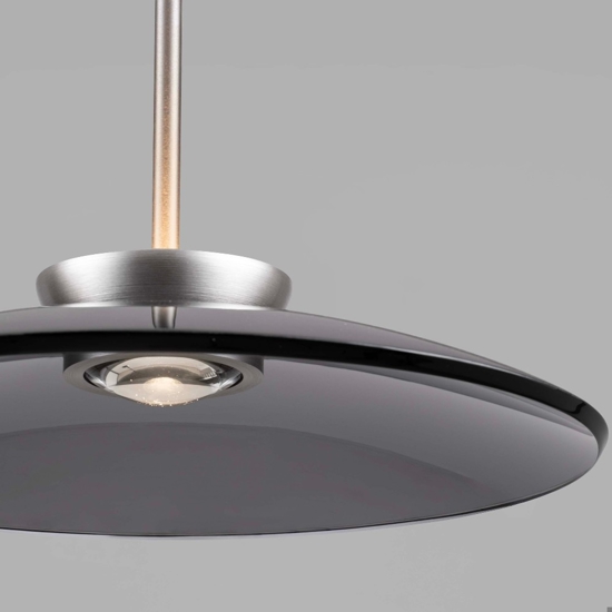 Lampadario per cucina disco di vetro fume design moderno led 21w 3000k dimmerabile
