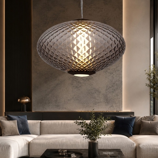 Lampada a sospensione sfera di vetro sfumato marrone scuro led 12w 3000k dimmerabile