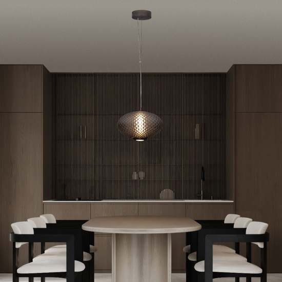 Lampada a sospensione sfera di vetro sfumato marrone scuro led 12w 3000k dimmerabile