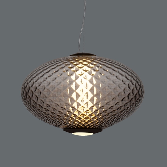 Lampada a sospensione sfera di vetro sfumato marrone scuro led 12w 3000k dimmerabile