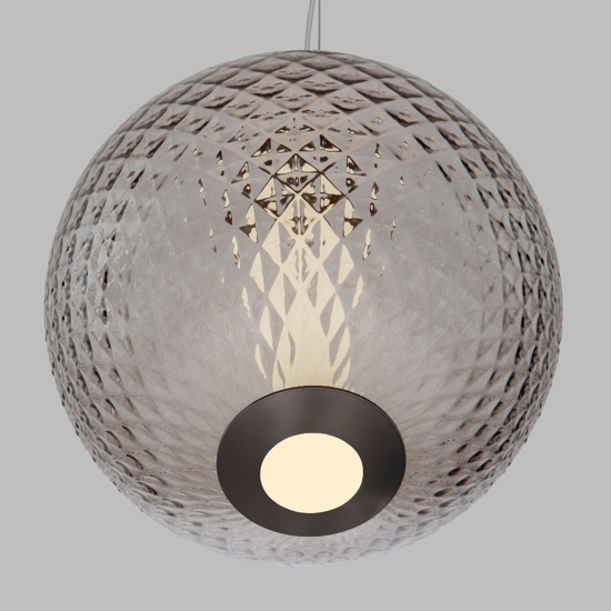 Lampadario sfera di vetro marrone sfumato trasparente led 20w 3000k dimmerabile
