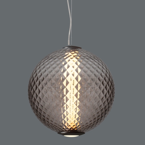 Lampadario sfera di vetro marrone sfumato trasparente led 20w 3000k dimmerabile