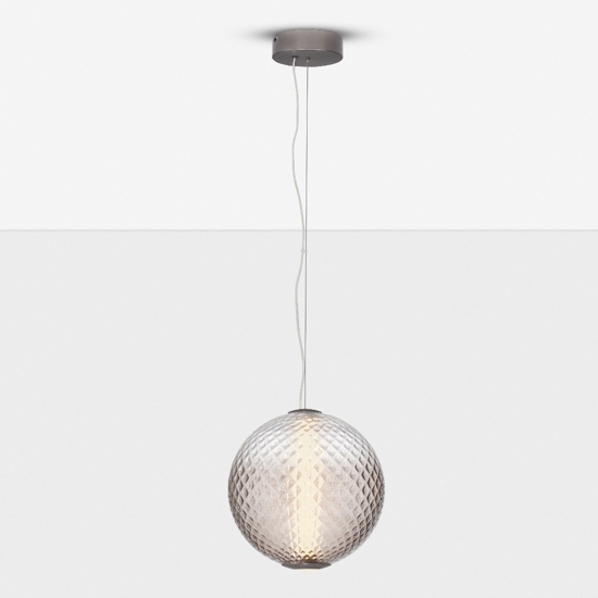 Lampadario sfera di vetro marrone sfumato trasparente led 20w 3000k dimmerabile