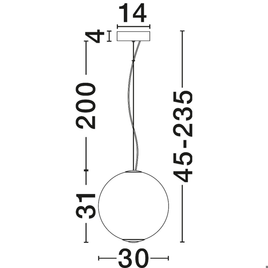 Lampadario sfera di vetro marrone sfumato trasparente led 20w 3000k dimmerabile