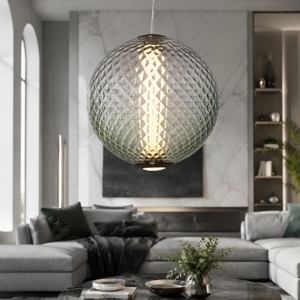 Lampadario boccia di vetro verde trasparente sfumato led 20w 3000k dimmerabile