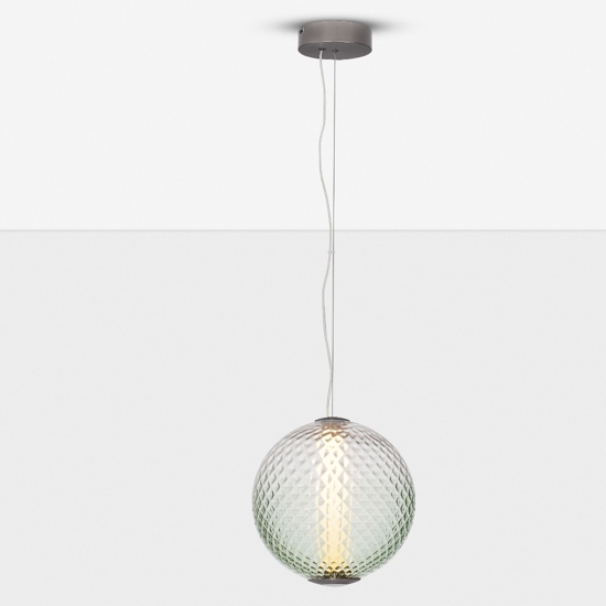 Lampadario boccia di vetro verde trasparente sfumato led 20w 3000k dimmerabile