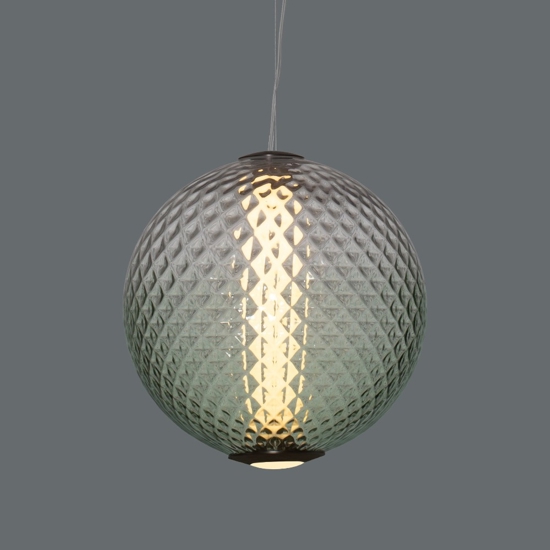 Lampadario boccia di vetro verde trasparente sfumato led 20w 3000k dimmerabile