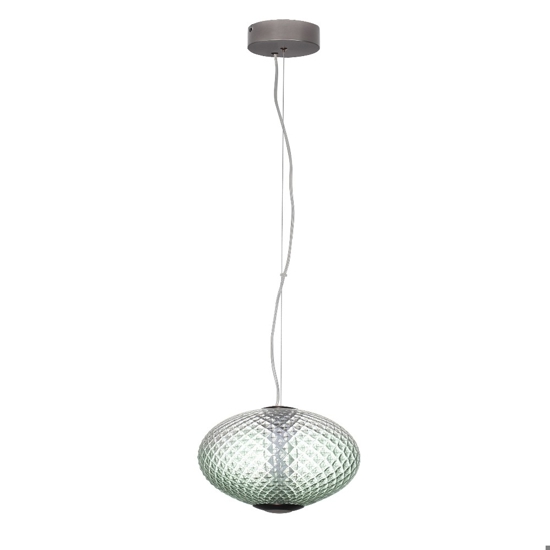 Lampadario sfera a sospensione di vetro verde sfumato led 12 w 3000k dimmerabile