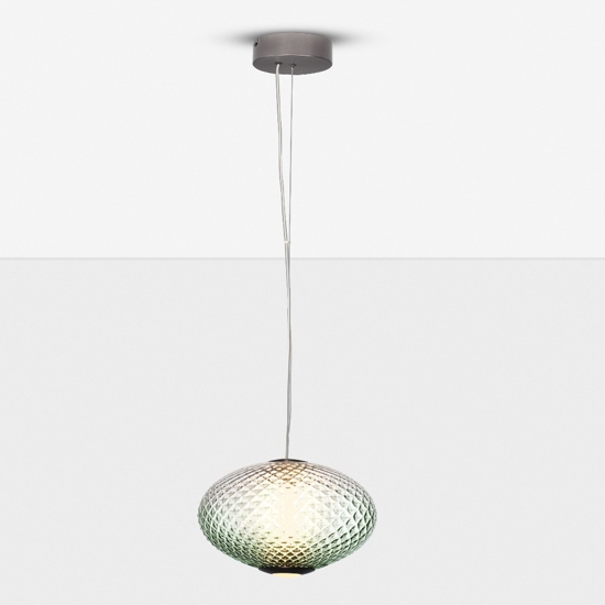 Lampadario sfera a sospensione di vetro verde sfumato led 12 w 3000k dimmerabile