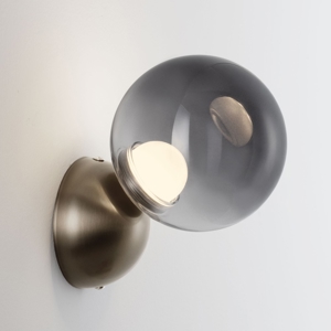 Applique da parete sfera di vetro fume desgin moderna led 6w 3000k