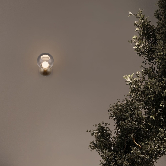 Applique da parete sfera di vetro fume desgin moderna led 6w 3000k