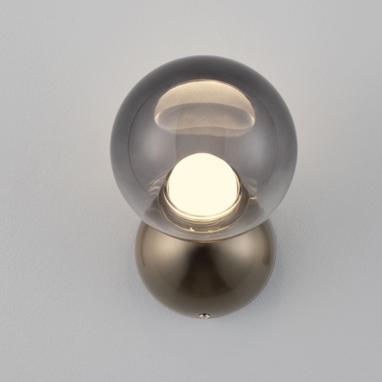 Applique da parete sfera di vetro fume desgin moderna led 6w 3000k