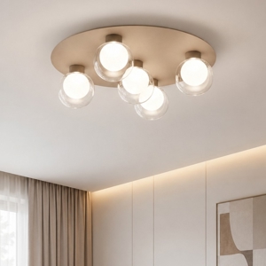Plafoniera per camera da letto 5 sfere vetro led 3000k viviva essence champagne