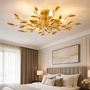 Affralux crystallivs plafoniera per camera da letto oro cristalli ambra