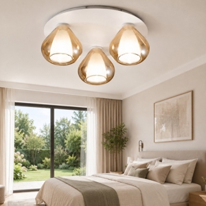 Plafoniera per camera da letto con vetri ambra moderna fabas luce lila