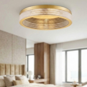 Plafoniera per camera da letto anello elegante oro effetto cristallo led 70w 3000k