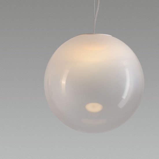 Lampada sfera a sospensione 30 cm boccia di vetro sfumato bianco led 9w 3000k dimmerabile