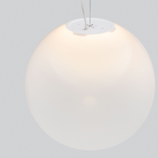 Lampada sfera a sospensione 30 cm boccia di vetro sfumato bianco led 9w 3000k dimmerabile