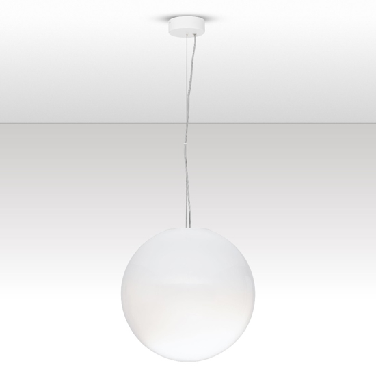 Lampada sfera a sospensione 30 cm boccia di vetro sfumato bianco led 9w 3000k dimmerabile