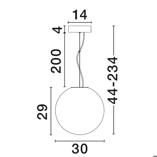 Lampada sfera a sospensione 30 cm boccia di vetro sfumato bianco led 9w 3000k dimmerabile