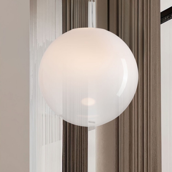 Lampadario sfera bianco sfumato in vetro 50 cm led 15w 3000k dimmerabile