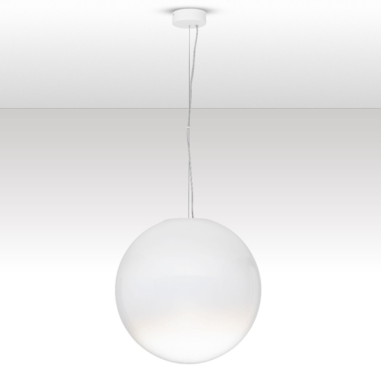 Lampadario sfera bianco sfumato in vetro 50 cm led 15w 3000k dimmerabile