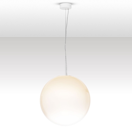 Lampadario sfera bianco sfumato in vetro 50 cm led 15w 3000k dimmerabile