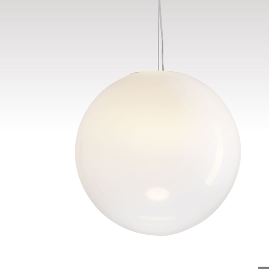 Lampadario sfera bianco sfumato in vetro 50 cm led 15w 3000k dimmerabile