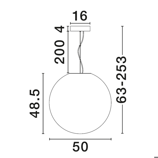 Lampadario sfera bianco sfumato in vetro 50 cm led 15w 3000k dimmerabile