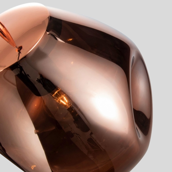 Lampada a sospensione sfera di vetro rame specchiato martellato 25 cm moderna
