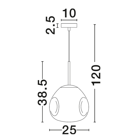 Lampada a sospensione sfera di vetro rame specchiato martellato 25 cm moderna