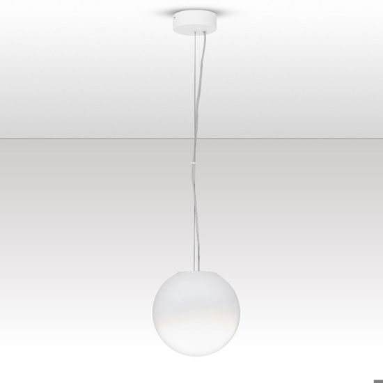 Lampada a sospensione sfera 20 cm vetro sfumato bianco led 7w 3000k dimmerabile