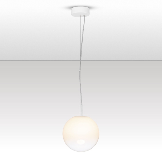 Lampada a sospensione sfera 20 cm vetro sfumato bianco led 7w 3000k dimmerabile
