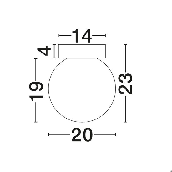 Plafoniera sfera di vetro bianco sfumato da soffitto led 7w 3000k dimmerabile